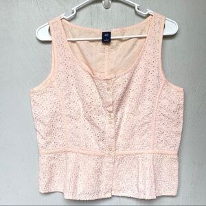 GAP Blush/ Peach Embroidered Anglaise Crop Top